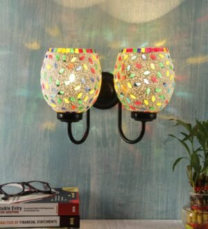 Ambika Home Dual wall Mounted Lamp with Mosaic Glass Decorative Wall Lamp for Living Room, Bedroom & Hallway