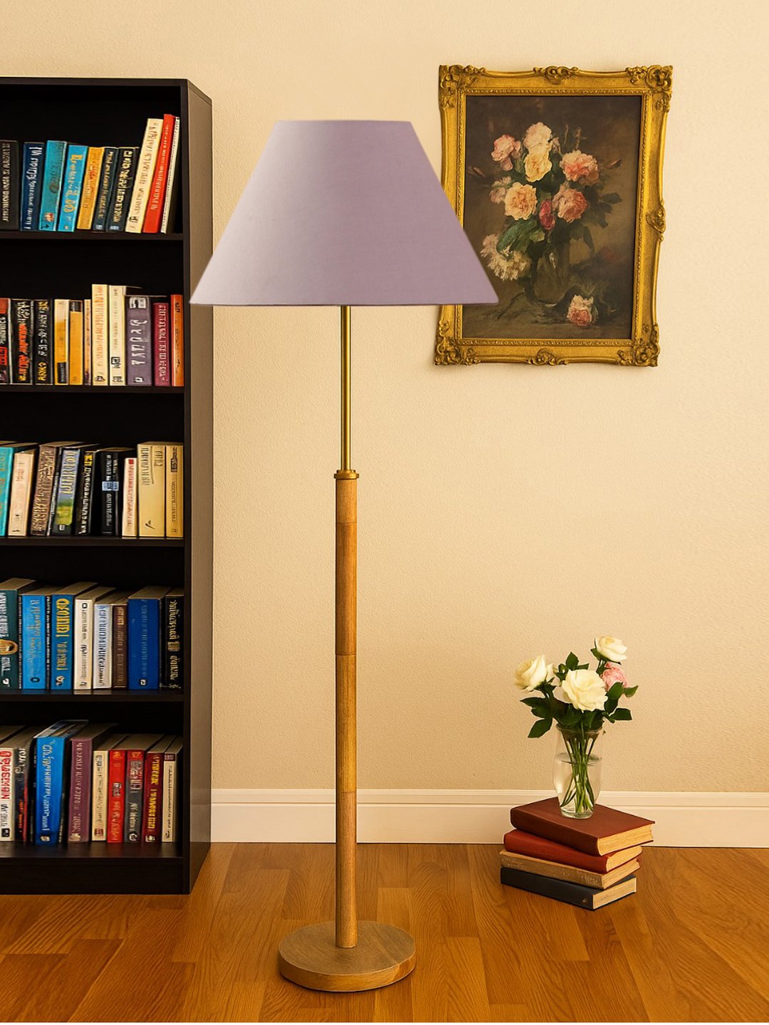 Ambika Home Grey Shade Premium Floor Lamp for Living Room, Bedroom & Hallway | Decorative Standing Light | E27 Holder Included Bulb
