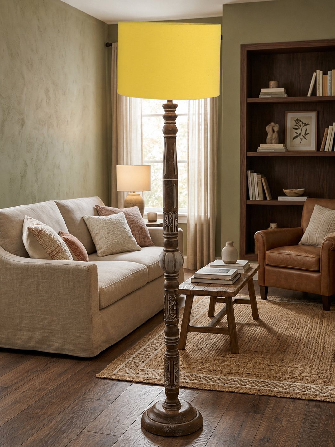 Ambika Home Arctic Luxe White Brushed Floor Lamp | Premium Living Room, Bedroom & Hallway Lighting | E27 Holder & Bulb Included