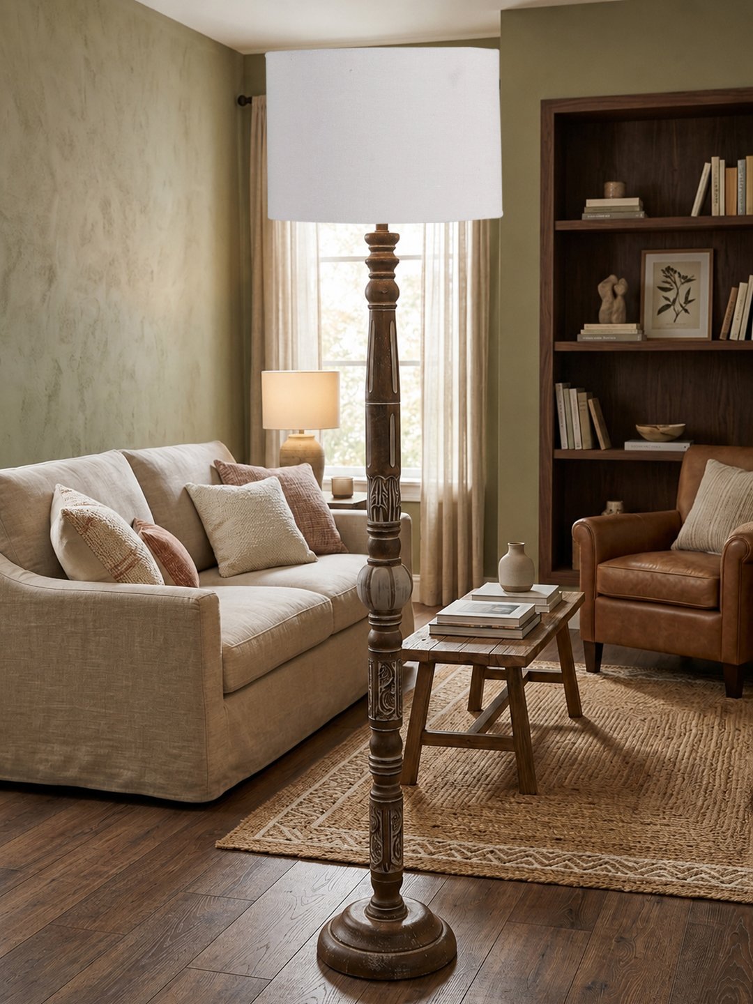 Ambika Home Pearl Haven White Brushed Floor Lamp | Premium Living Room, Bedroom & Hallway Lighting | E27 Holder & Bulb Included