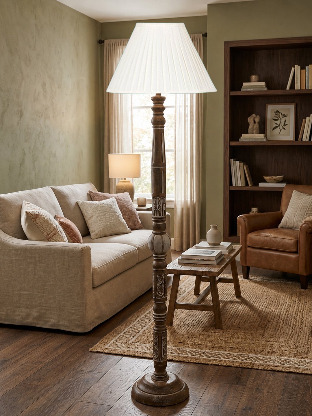 Ambika Home Modern Chateau White Brushed Floor Lamp | Premium Living Room, Bedroom & Hallway Lighting | E27 Holder & Bulb Included