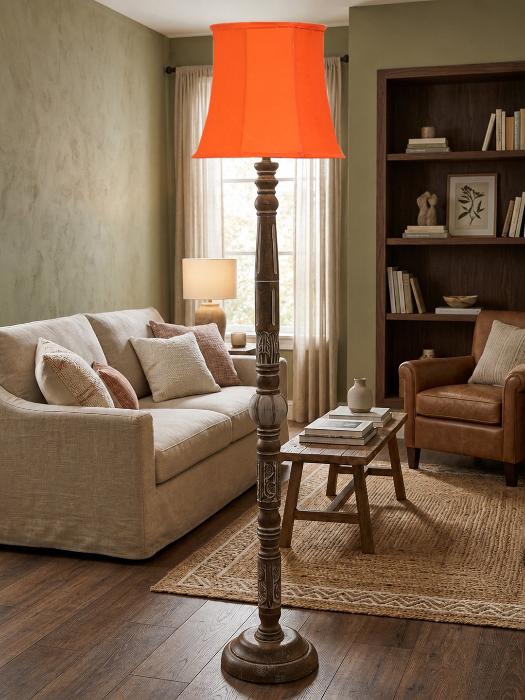 Ambika Home Timeless Haven White Brushed Floor Lamp | Premium Living Room, Bedroom & Hallway Lighting | E27 Holder & Bulb Included