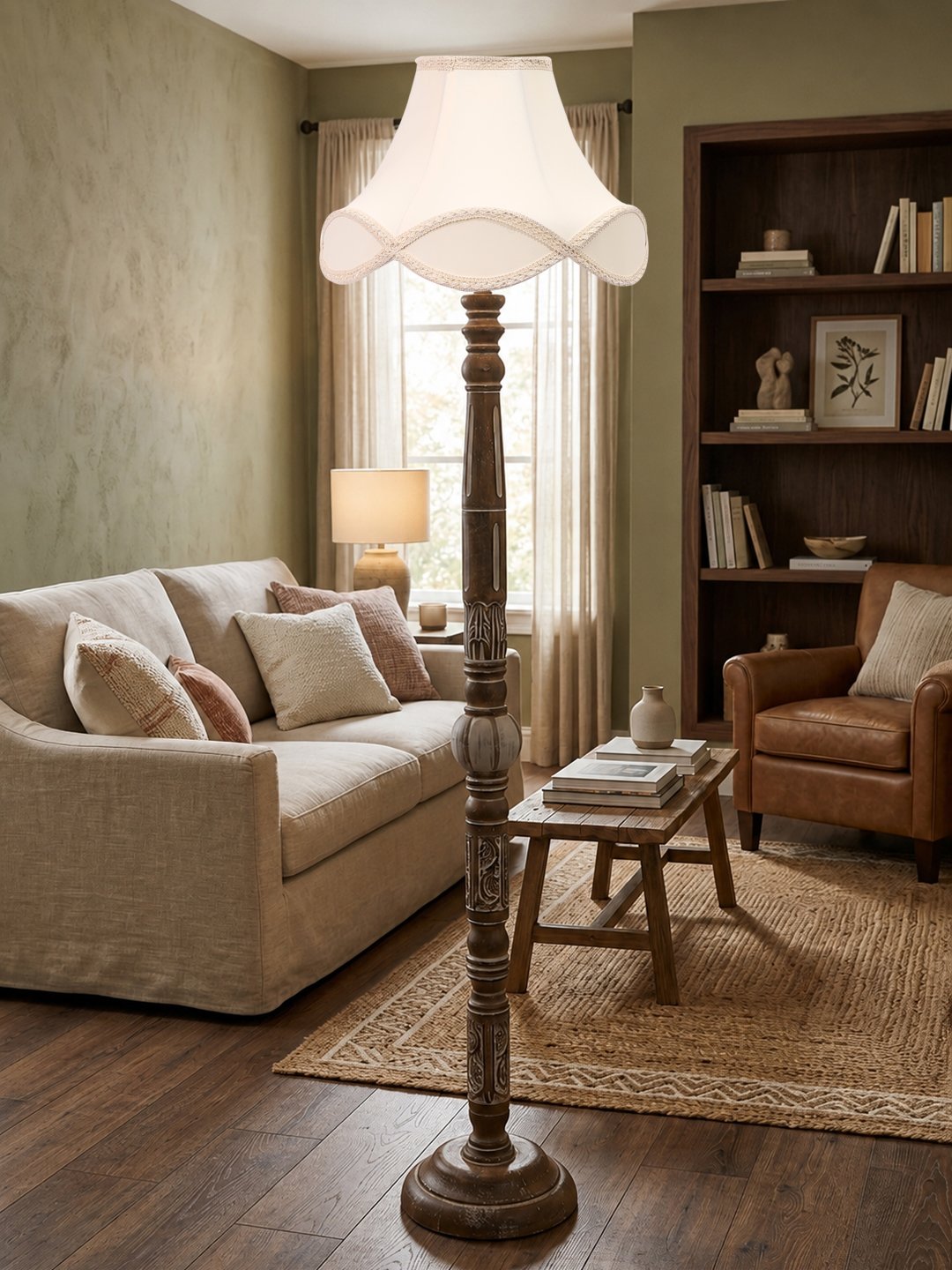 Ambika Home Regal Birch White Brushed Floor Lamp | Premium Living Room, Bedroom & Hallway Lighting | E27 Holder & Bulb Included