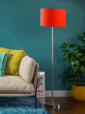 Ambika Home Contemporary Orange  Steel Floor Lamp for Sophisticated Homes & Hotels | E27 Holder Included Bulb