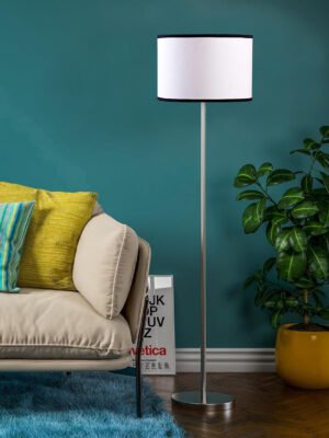 Ambika Home Signature White  Decorative Steel Floor Lamp for Premium Living Spaces | E27 Holder Included Bulb