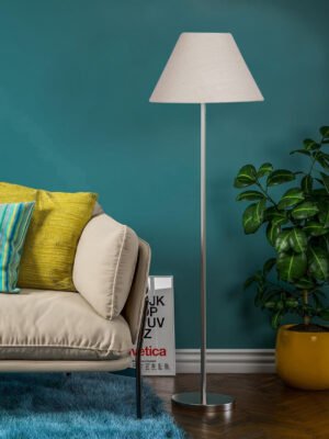 Ambika Home Contemporary White  Steel Floor Lamp for Sophisticated Homes & Hotels | E27 Holder Included Bulb