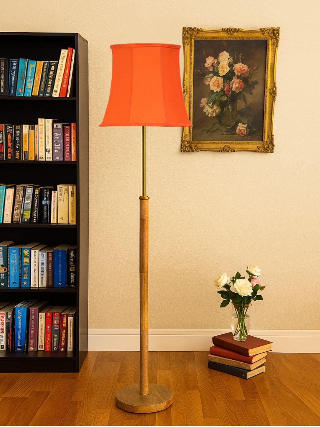 Ambika Home Orange Shade Premium Floor Lamp for Living Room, Bedroom & Hallway | Decorative Standing Light | E27 Holder Included Bulb