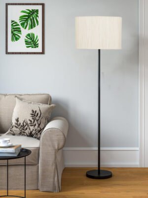 Ambika Home Off-white  Shade Luxury Floor Lamp for Living Room & Bedroom | E27 Holder Included Bulb