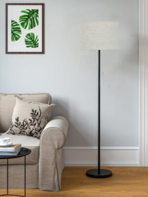 Ambika Home White  Shade Luxury Floor Lamp for Living Room & Bedroom | E27 Holder Included Bulb