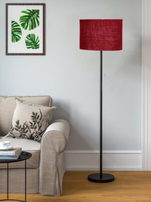 Ambika Home Premium Maroon  Floor Light for Hotel, Lounge & Guest Room Decor | E27 Holder Included Bulb