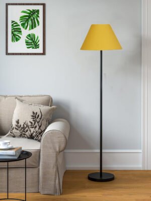 Ambika Home Contemporary Yellow Shade Floor Lamp with Elegant Design | E27 Holder Included Bulb