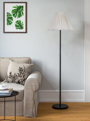 Ambika Home Off-white  Shade Luxury Floor Lamp for Living Room & Bedroom | E27 Holder Included Bulb
