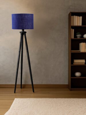 Ambika Home Maroon  Shade Wooden Tripod Floor Lamp for Living Room, Bedroom & Hotel Decor | E27 Holder Included Bulb
