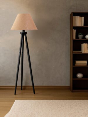 Ambika Home Modern Beige  Tripod Standing Lamp for Bedroom, Lounge & Reading Corner | E27 Holder Included Bulb