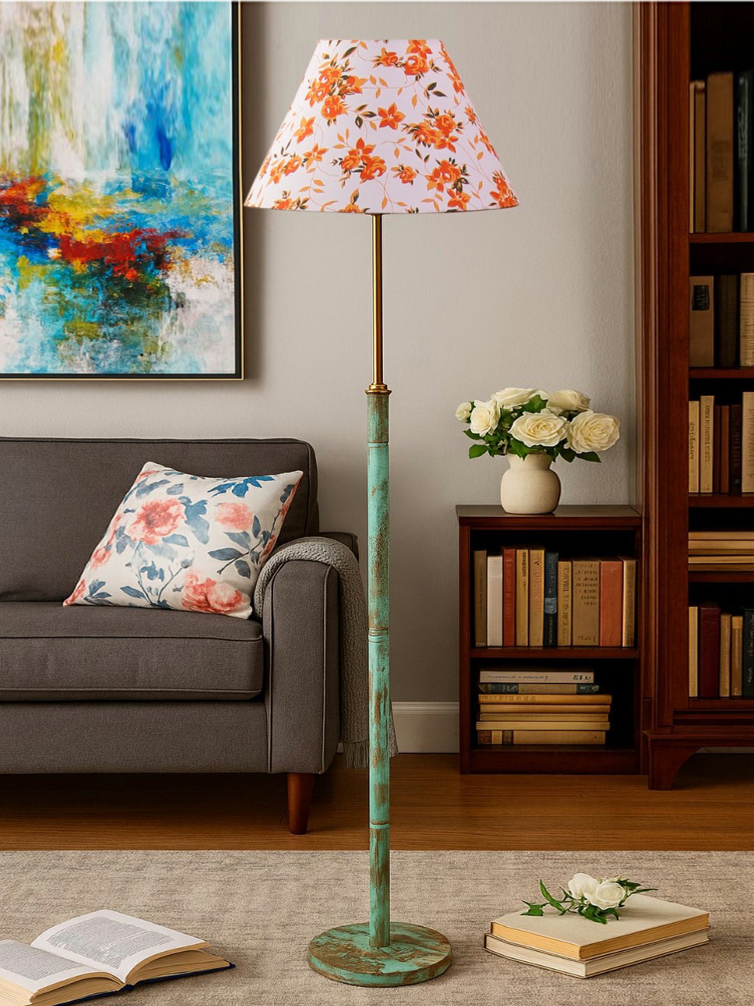 Ambika Home Multi Shade Premium Floor Lamp for Living Room, Bedroom & Hallway | Decorative Standing Light | E27 Holder Included Bulb