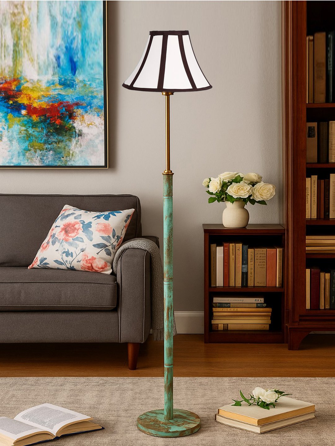 Ambika Home Multi Shade Premium Floor Lamp for Living Room, Bedroom & Hallway | Decorative Standing Light | E27 Holder Included Bulb