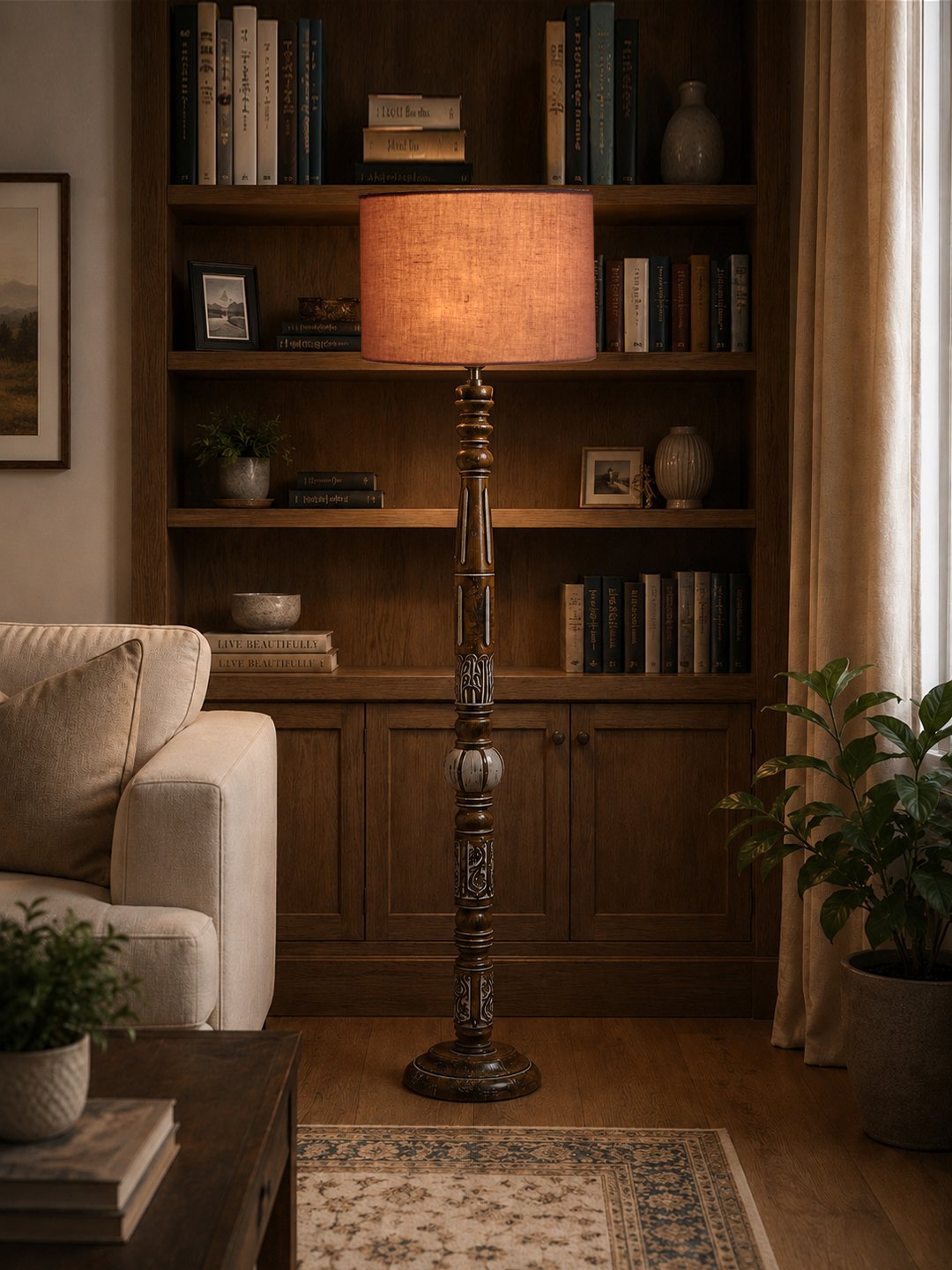 Ambika Home Pearl Haven White Brushed Floor Lamp | Premium Living Room, Bedroom & Hallway Lighting | E27 Holder & Bulb Included - Image 2