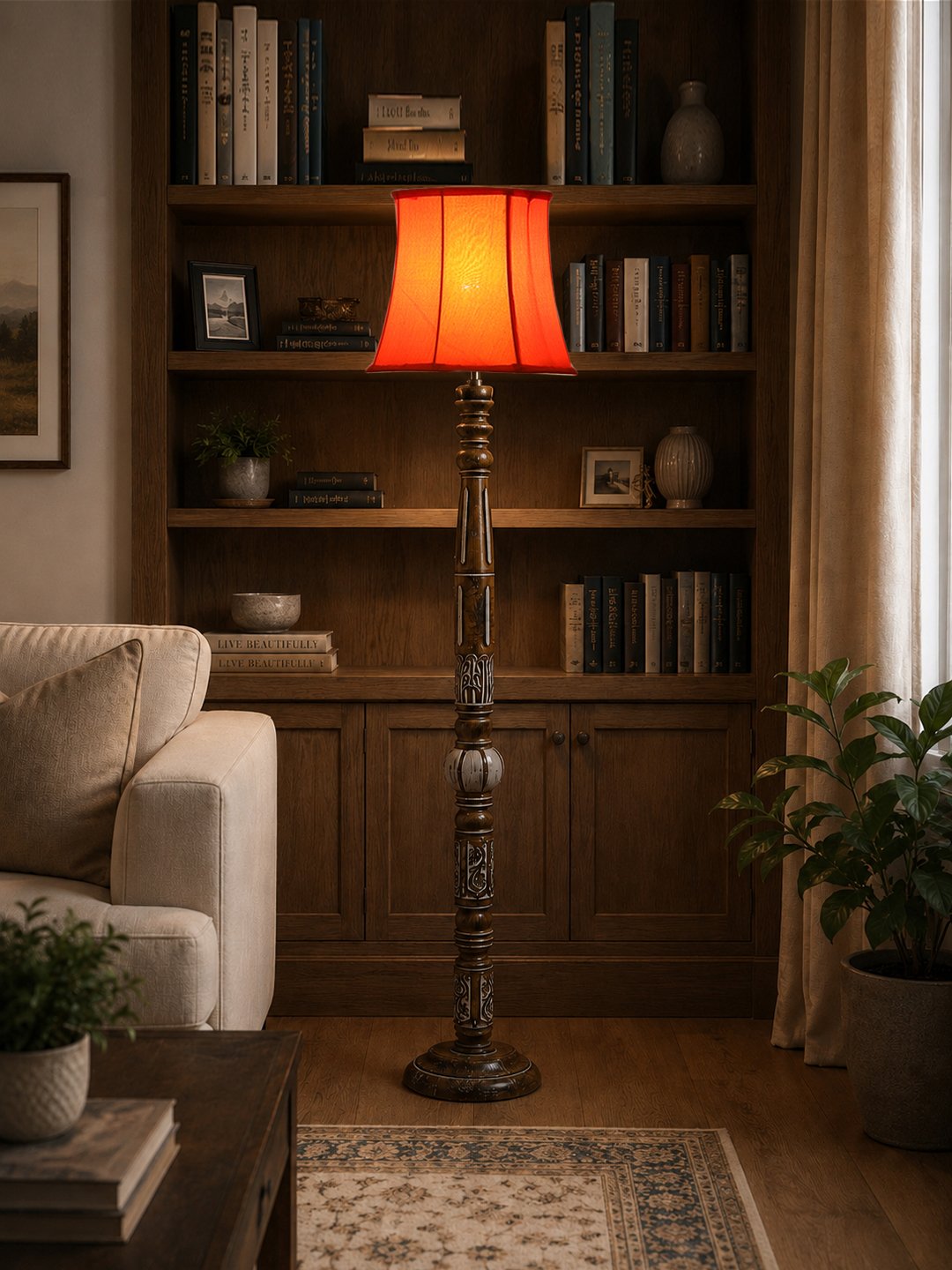 Ambika Home Timeless Haven White Brushed Floor Lamp | Premium Living Room, Bedroom & Hallway Lighting | E27 Holder & Bulb Included - Image 2