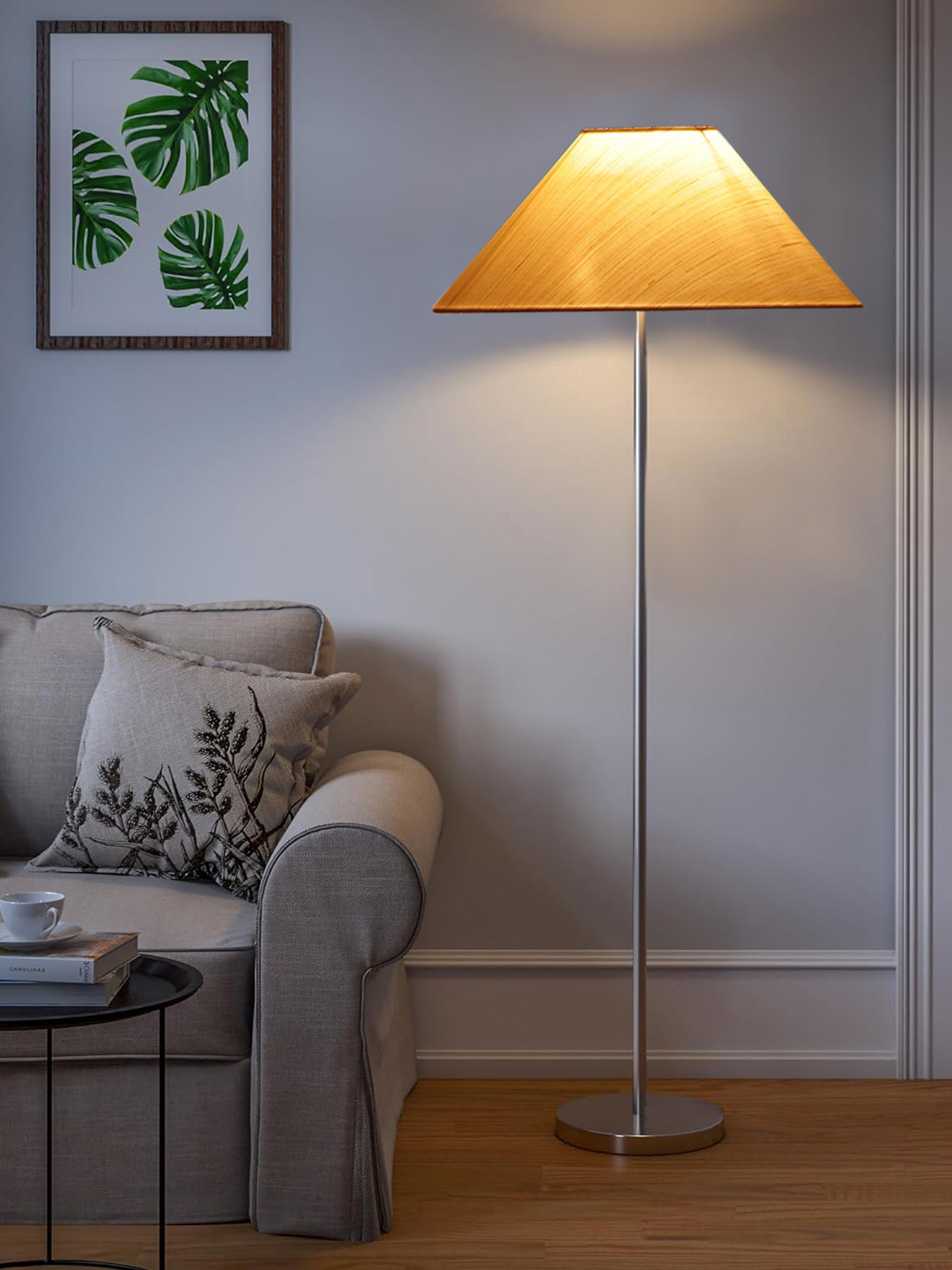 Ambika Home Luxury Off-white Steel Floor Lamp for Designer Living Rooms | Premium Statement Lighting | E27 Holder Included Bulb - Image 2