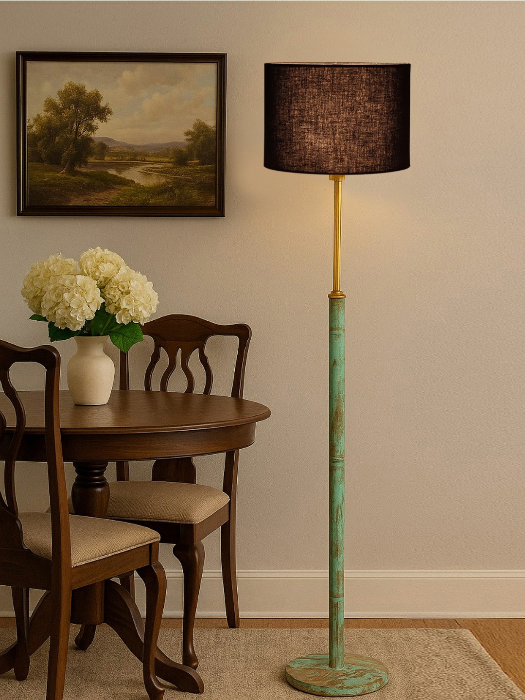 Ambika Home Black Shade Premium Floor Lamp for Living Room, Bedroom & Hallway | Decorative Standing Light | E27 Holder Included Bulb - Image 2