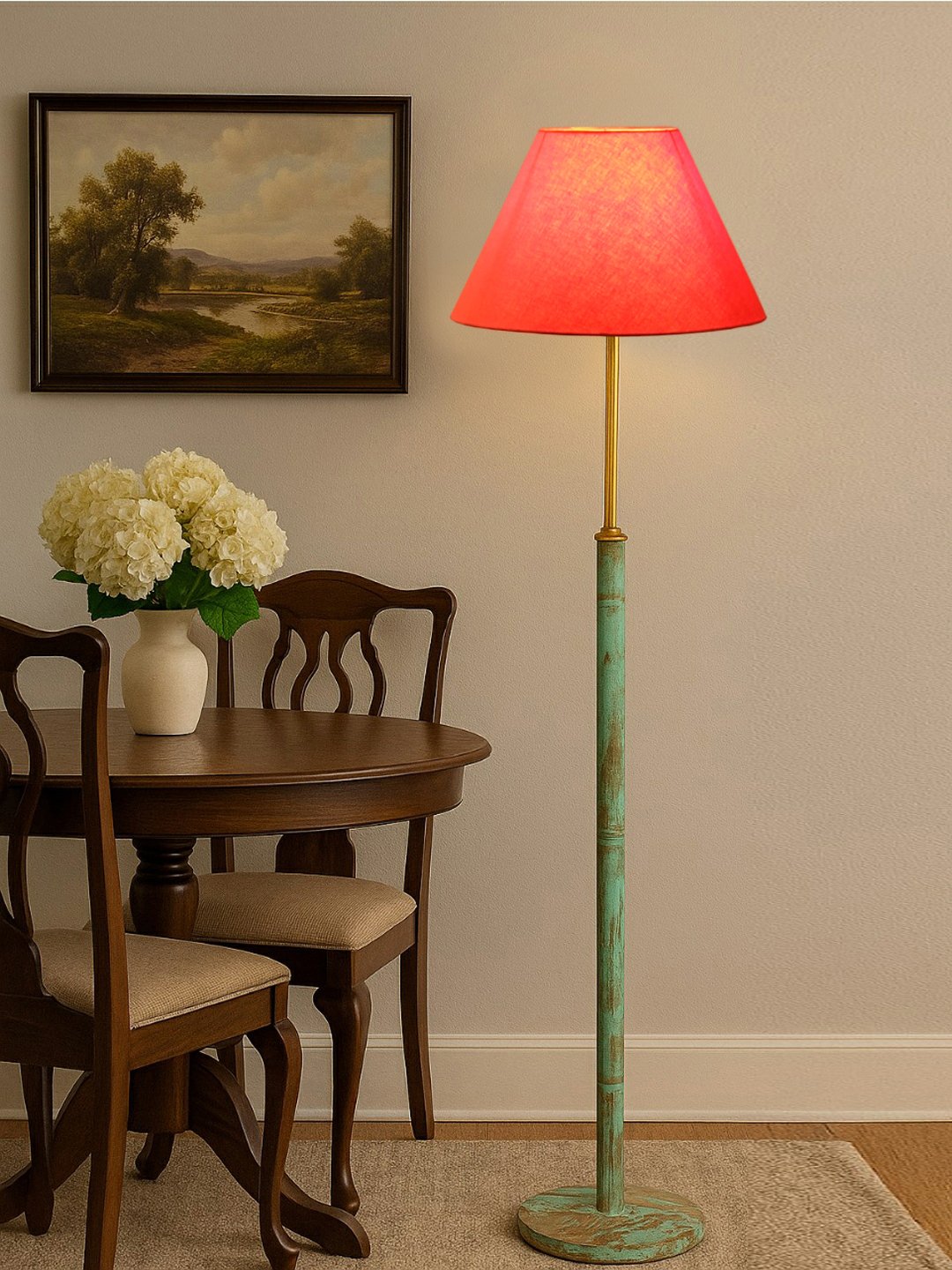 Ambika Home Orange Shade Premium Floor Lamp for Living Room, Bedroom & Hallway | Decorative Standing Light | E27 Holder Included Bulb - Image 2