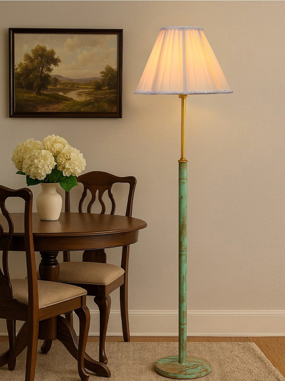 Ambika Home Off-white Shade Premium Floor Lamp for Living Room, Bedroom & Hallway | Decorative Standing Light | E27 Holder Included Bulb - Image 2