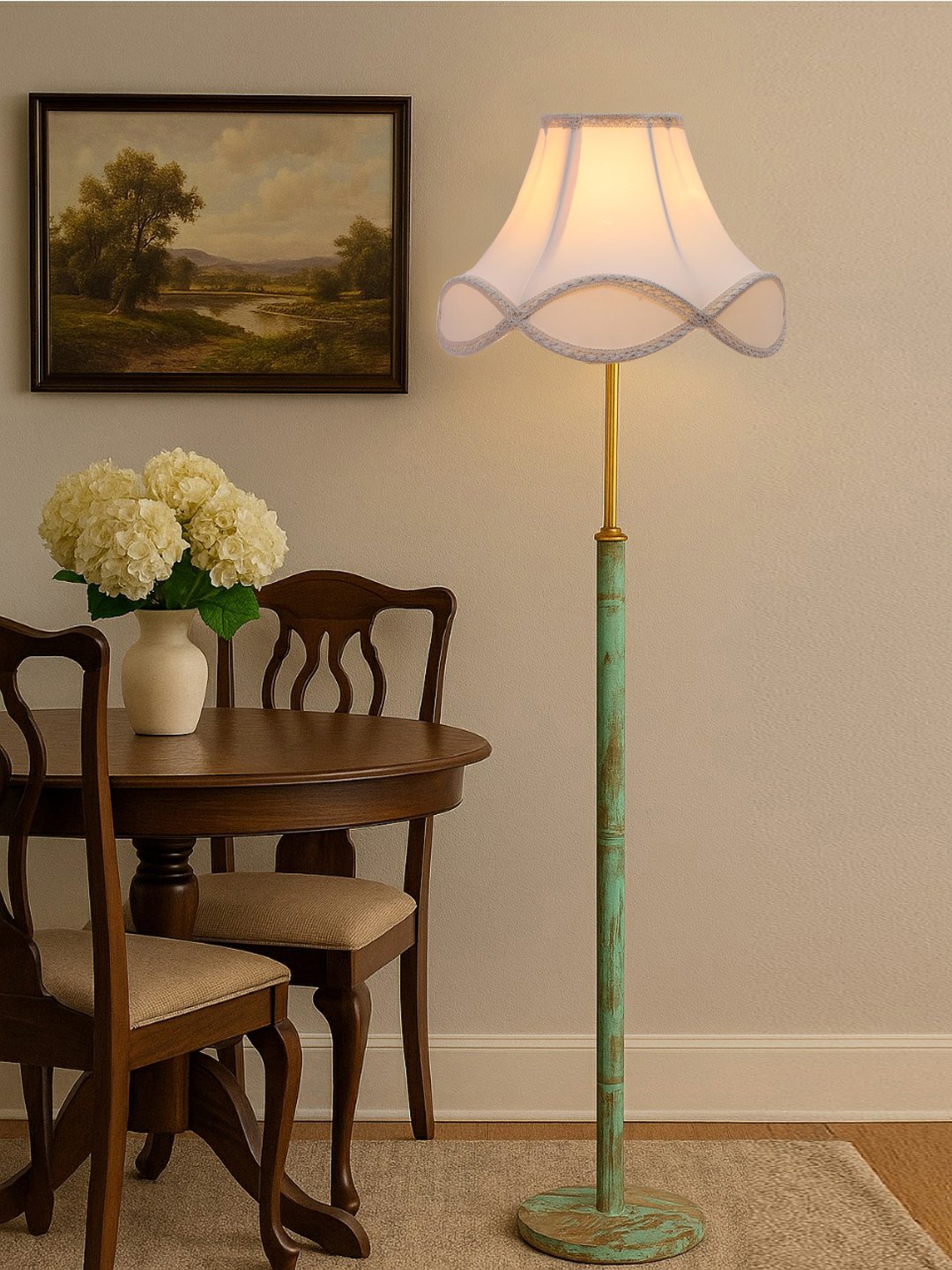 Ambika Home Off-white Shade Premium Floor Lamp for Living Room, Bedroom & Hallway | Decorative Standing Light | E27 Holder Included Bulb - Image 2