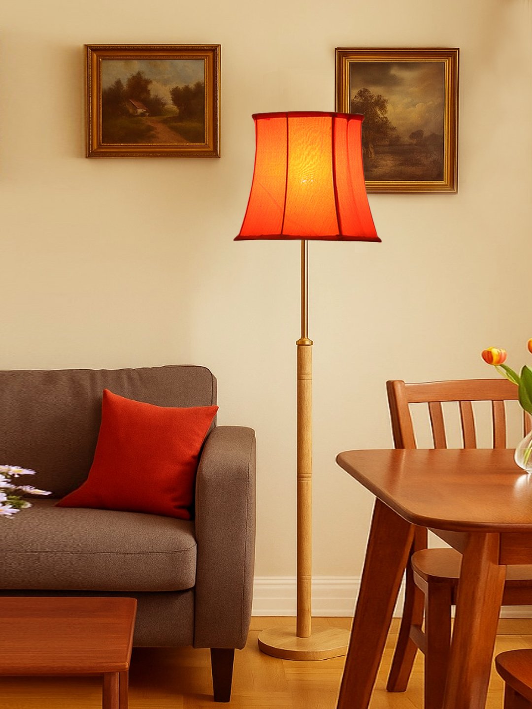 Ambika Home Orange Shade Premium Floor Lamp for Living Room, Bedroom & Hallway | Decorative Standing Light | E27 Holder Included Bulb - Image 2