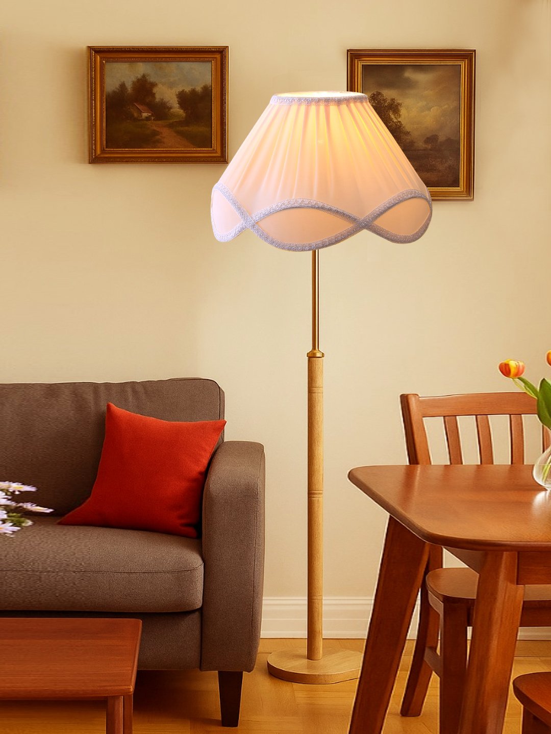 Ambika Home Off-white Shade Premium Floor Lamp for Living Room, Bedroom & Hallway | Decorative Standing Light | E27 Holder Included Bulb - Image 2