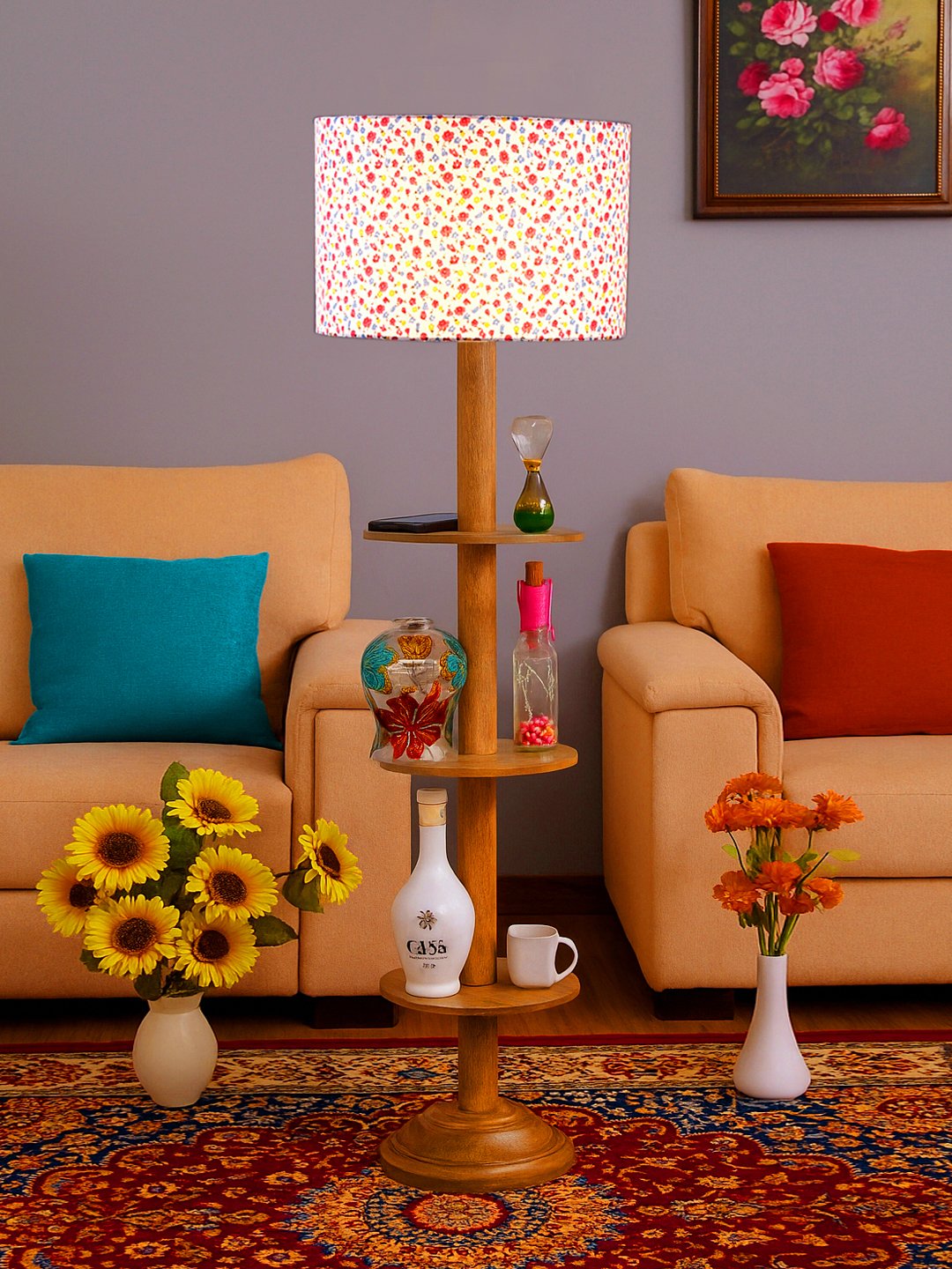 Ambika Home Blue Shade Premium Floor Lamp for Living Room, Bedroom & Hallway | Decorative Standing Light | E27 Holder Included Bulb - Image 2