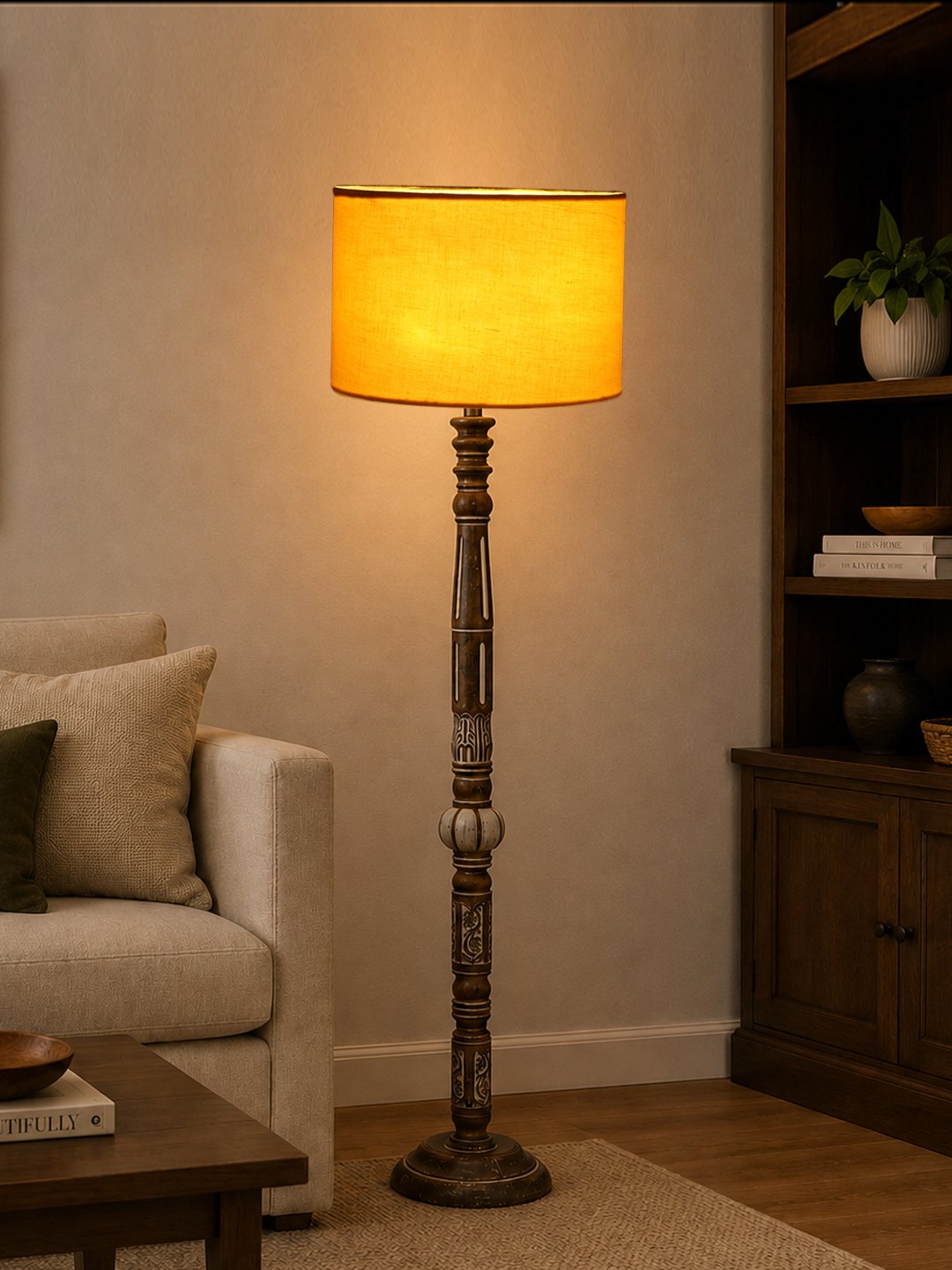 Ambika Home Arctic Luxe White Brushed Floor Lamp | Premium Living Room, Bedroom & Hallway Lighting | E27 Holder & Bulb Included - Image 3