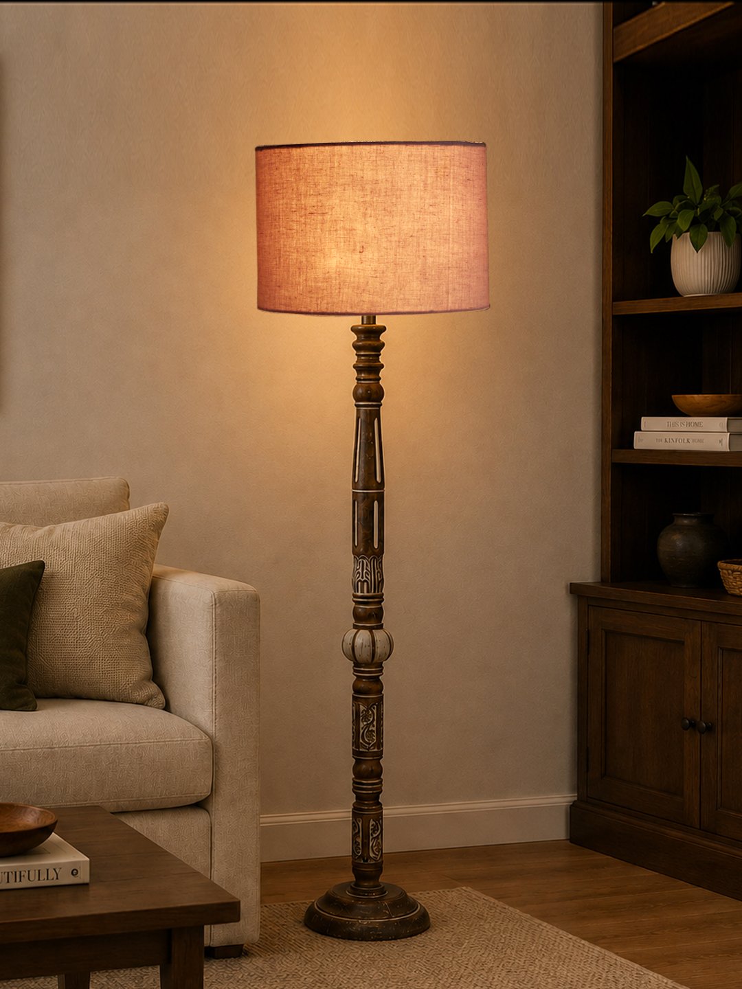 Ambika Home Pearl Haven White Brushed Floor Lamp | Premium Living Room, Bedroom & Hallway Lighting | E27 Holder & Bulb Included - Image 3