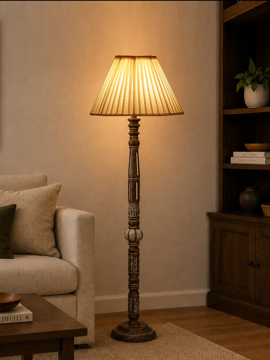 Ambika Home Modern Chateau White Brushed Floor Lamp | Premium Living Room, Bedroom & Hallway Lighting | E27 Holder & Bulb Included - Image 3