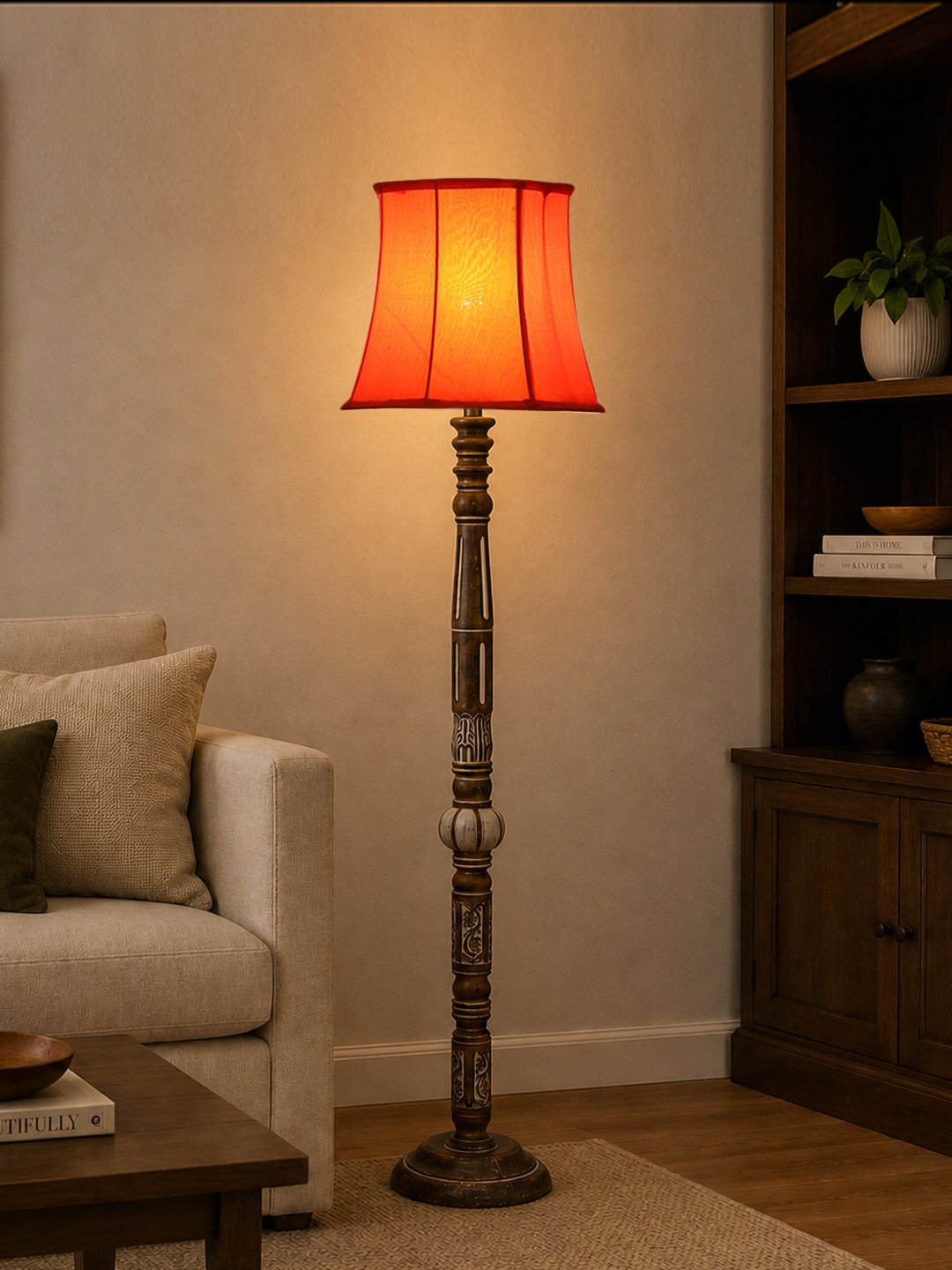 Ambika Home Timeless Haven White Brushed Floor Lamp | Premium Living Room, Bedroom & Hallway Lighting | E27 Holder & Bulb Included - Image 3