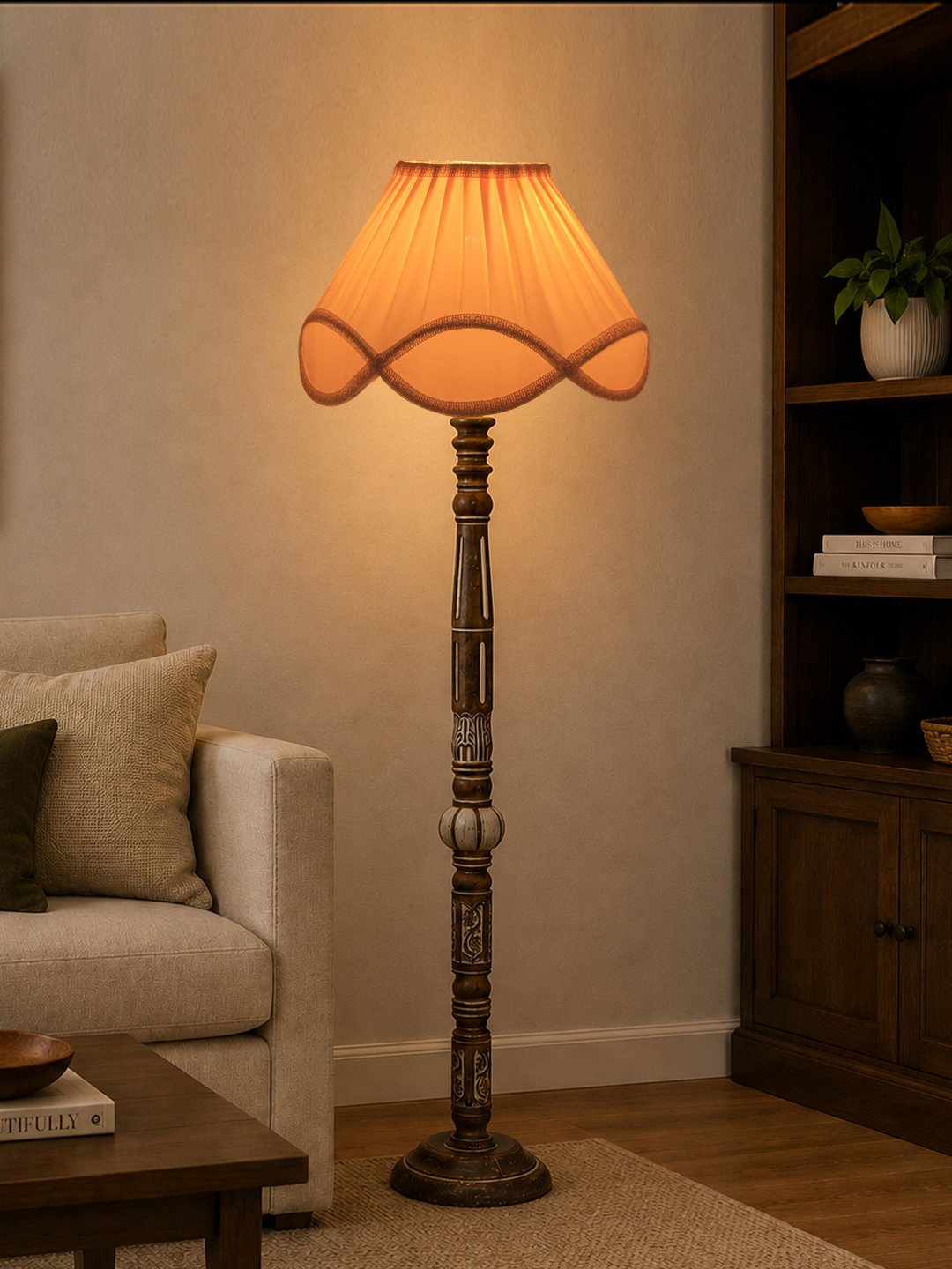 Ambika Home Ivory Manor White Brushed Floor Lamp | Premium Living Room, Bedroom & Hallway Lighting | E27 Holder & Bulb Included - Image 3