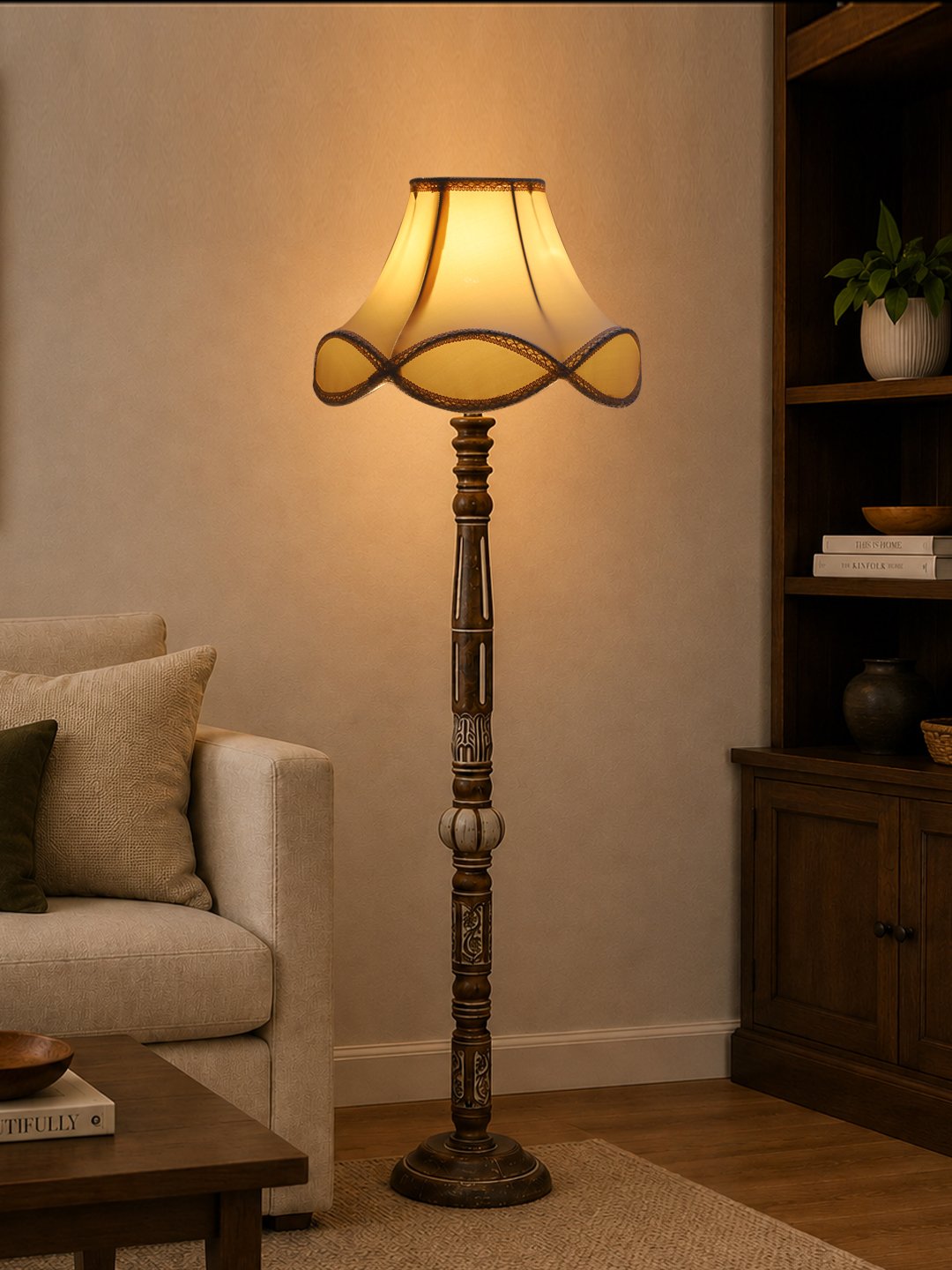 Ambika Home Regal Birch White Brushed Floor Lamp | Premium Living Room, Bedroom & Hallway Lighting | E27 Holder & Bulb Included - Image 3