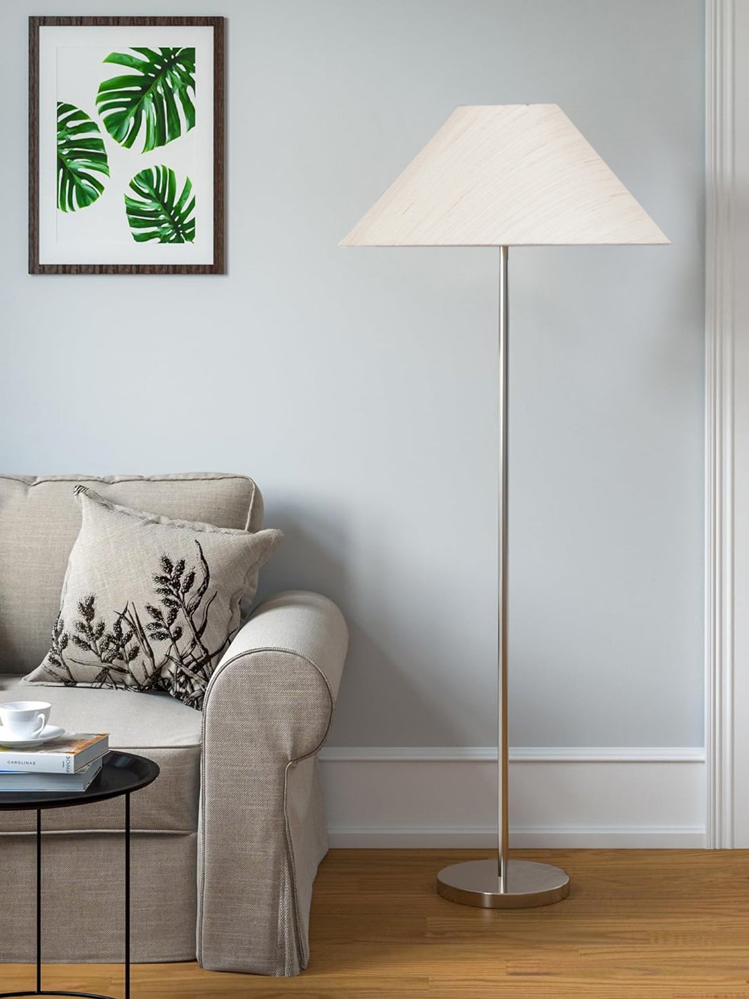Ambika Home Luxury Off-white Steel Floor Lamp for Designer Living Rooms | Premium Statement Lighting | E27 Holder Included Bulb - Image 3