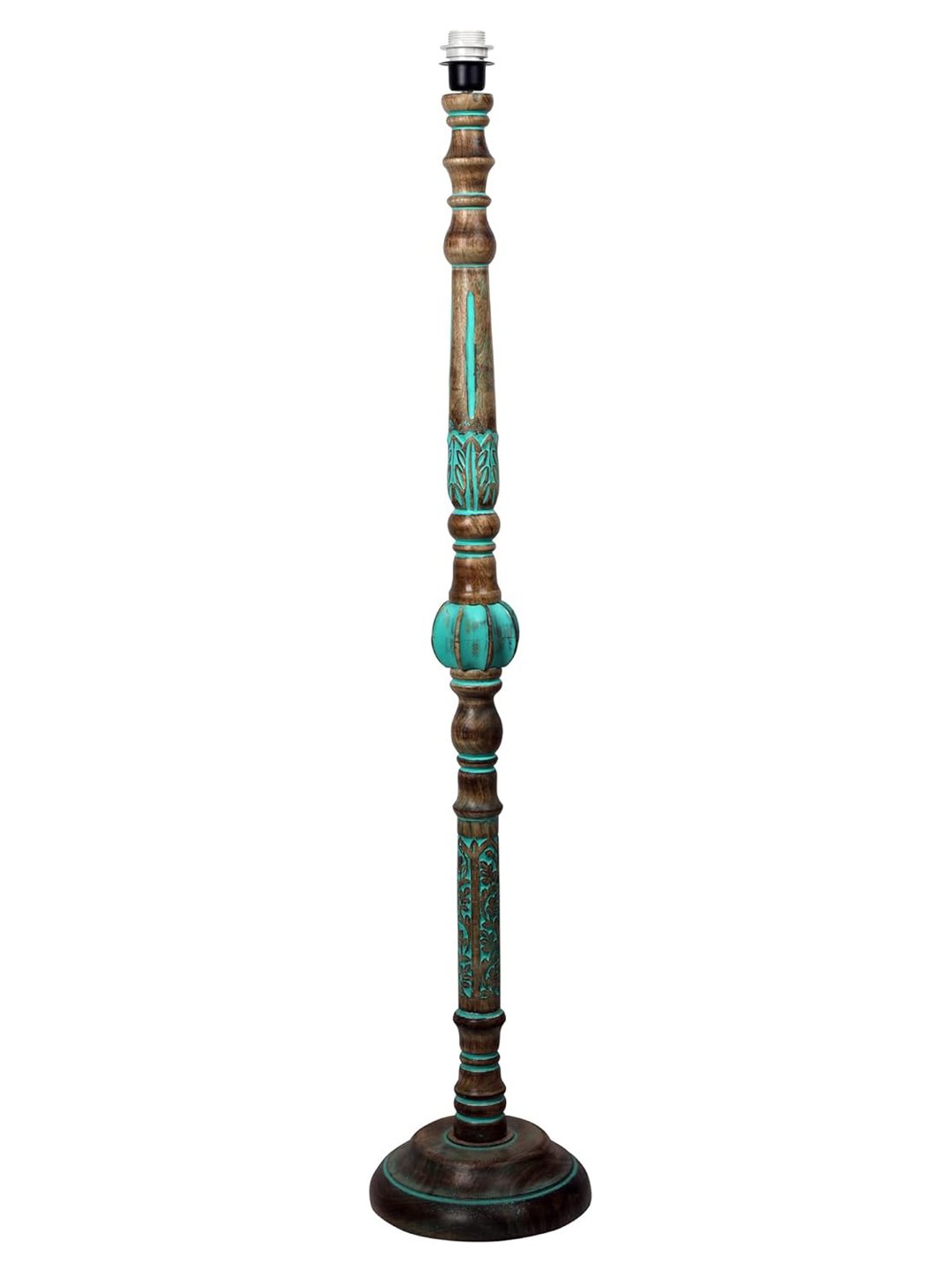 Ambika Home OFF-WHITE Shade Wooden Floor Lamp for Living Room, Bedroom & Hallway | Modern Wood Standing Lamp | B22 Holder | Hotel & Guest Room Decor - Image 3