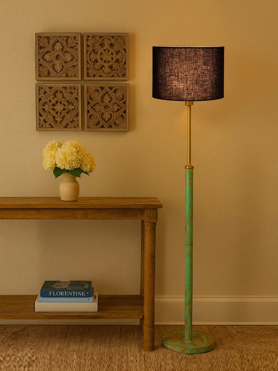 Ambika Home Black Shade Premium Floor Lamp for Living Room, Bedroom & Hallway | Decorative Standing Light | E27 Holder Included Bulb - Image 3
