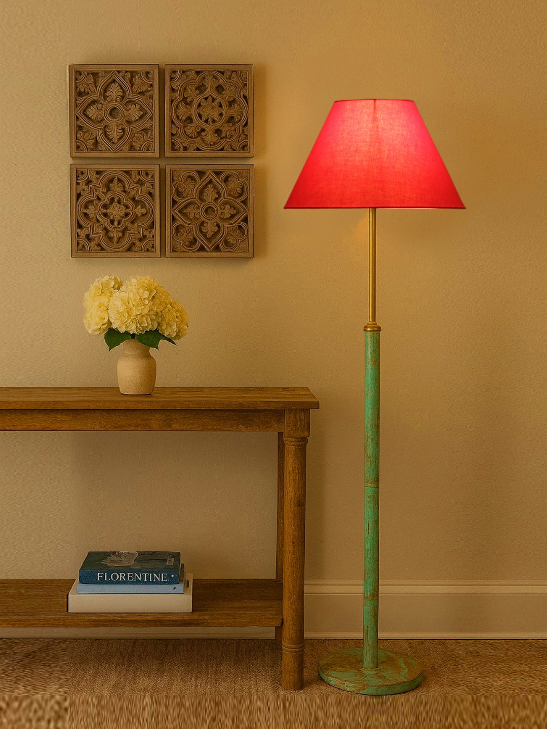 Ambika Home Orange Shade Premium Floor Lamp for Living Room, Bedroom & Hallway | Decorative Standing Light | E27 Holder Included Bulb - Image 3