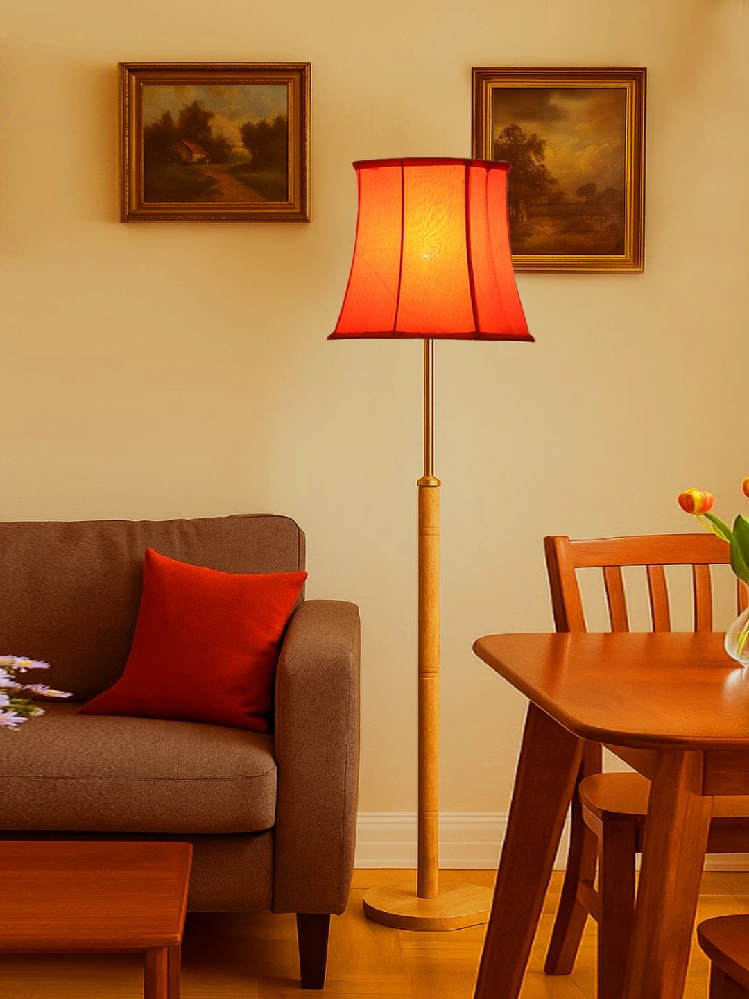 Ambika Home Orange Shade Premium Floor Lamp for Living Room, Bedroom & Hallway | Decorative Standing Light | E27 Holder Included Bulb - Image 3