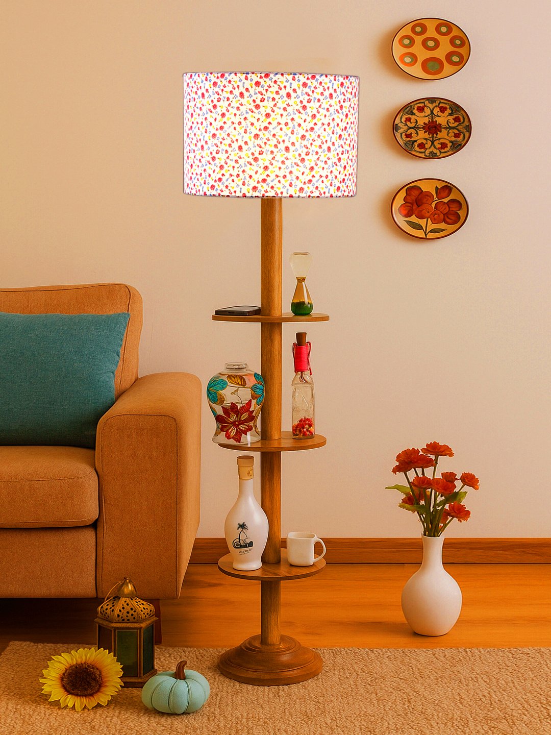 Ambika Home Blue Shade Premium Floor Lamp for Living Room, Bedroom & Hallway | Decorative Standing Light | E27 Holder Included Bulb - Image 3