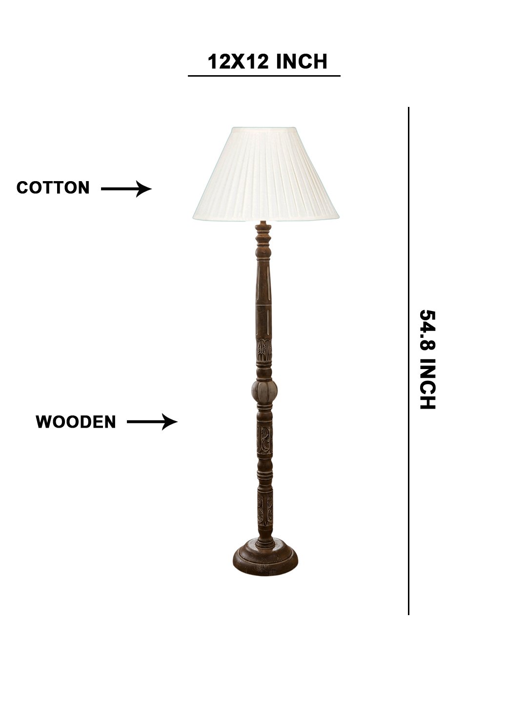 Ambika Home Modern Chateau White Brushed Floor Lamp | Premium Living Room, Bedroom & Hallway Lighting | E27 Holder & Bulb Included - Image 5