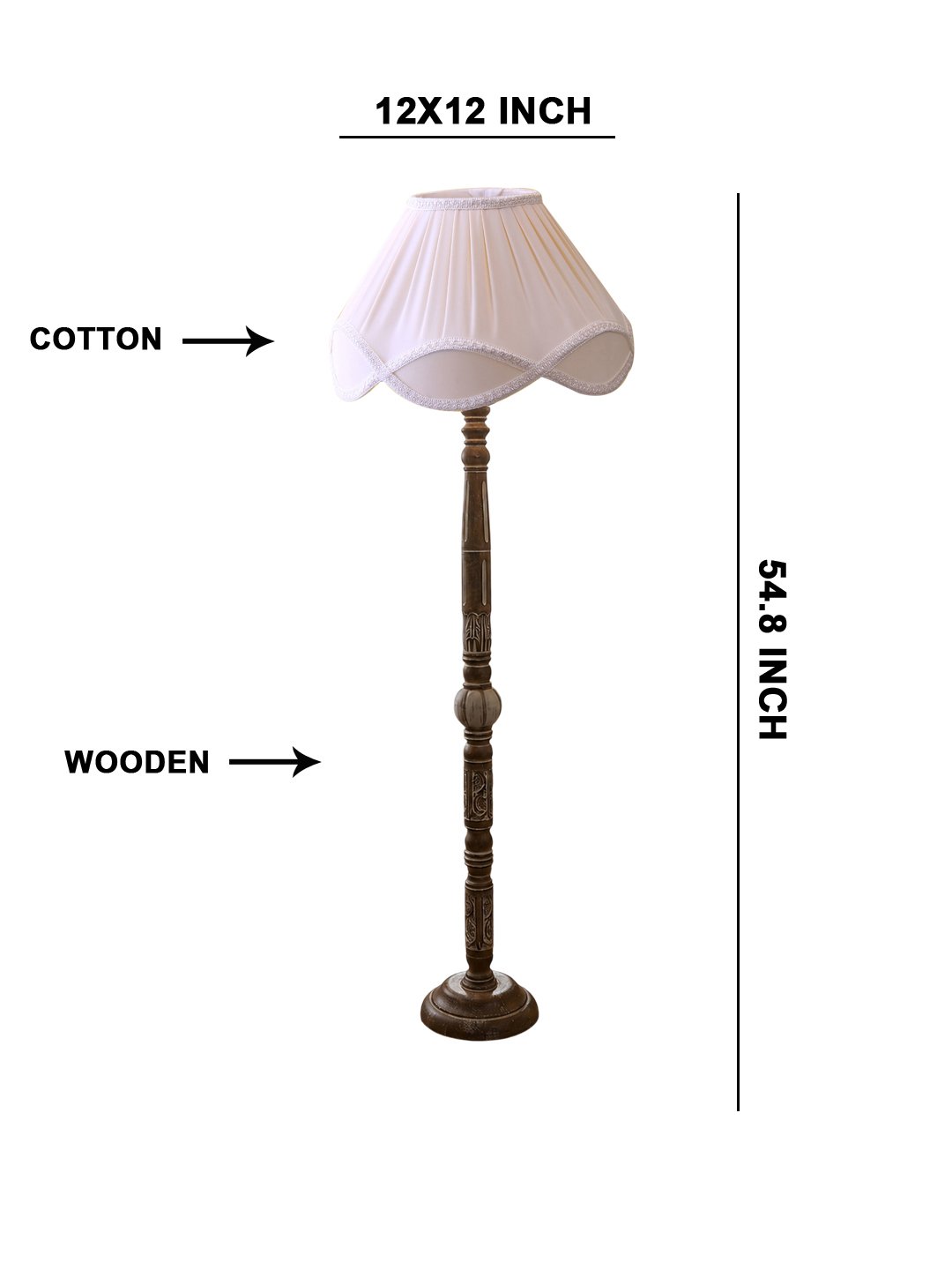 Ambika Home Ivory Manor White Brushed Floor Lamp | Premium Living Room, Bedroom & Hallway Lighting | E27 Holder & Bulb Included - Image 5
