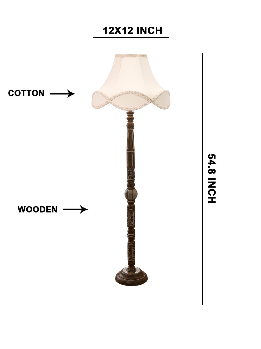 Ambika Home Regal Birch White Brushed Floor Lamp | Premium Living Room, Bedroom & Hallway Lighting | E27 Holder & Bulb Included - Image 5