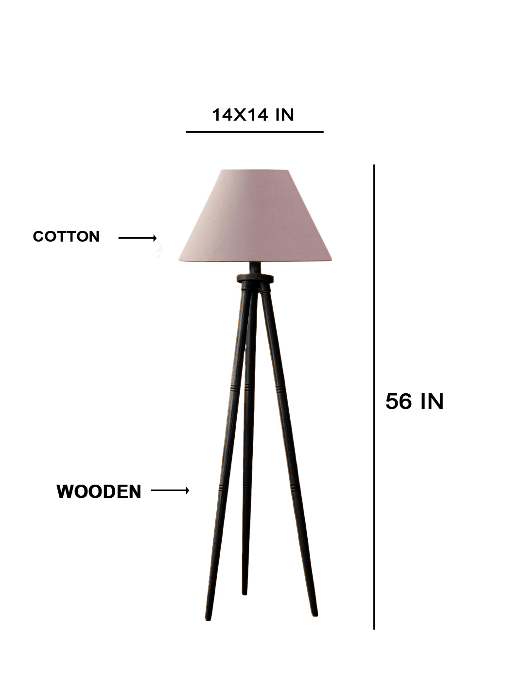 Ambika Home Grey Shade Wooden Tripod Floor Lamp for Living Room, Bedroom & Hotel Decor | E27 Holder Included Bulb - Image 5