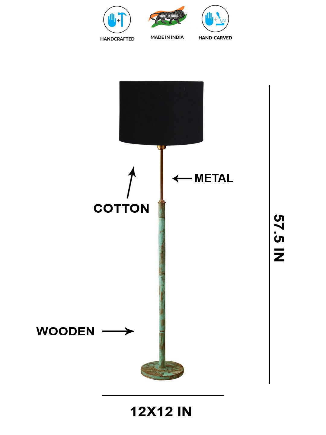 Ambika Home Black Shade Premium Floor Lamp for Living Room, Bedroom & Hallway | Decorative Standing Light | E27 Holder Included Bulb - Image 5