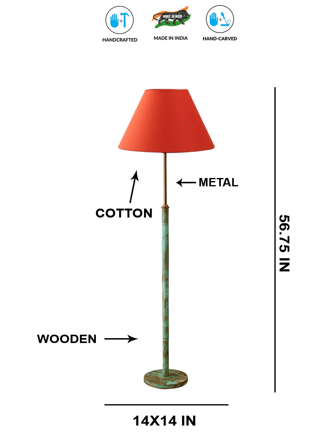 Ambika Home Orange Shade Premium Floor Lamp for Living Room, Bedroom & Hallway | Decorative Standing Light | E27 Holder Included Bulb - Image 5