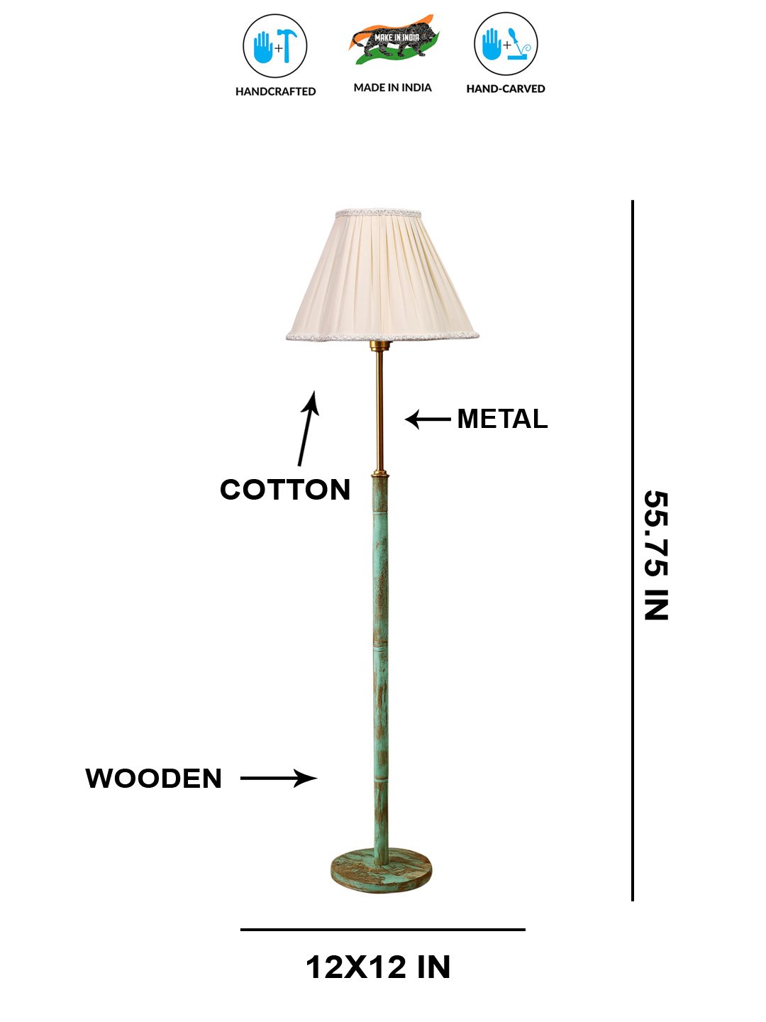 Ambika Home Off-white Shade Premium Floor Lamp for Living Room, Bedroom & Hallway | Decorative Standing Light | E27 Holder Included Bulb - Image 5