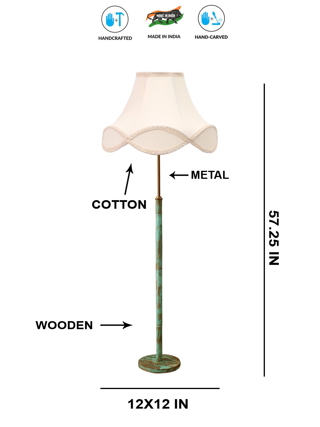 Ambika Home Off-white Shade Premium Floor Lamp for Living Room, Bedroom & Hallway | Decorative Standing Light | E27 Holder Included Bulb - Image 5